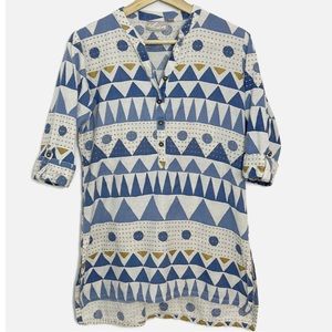 Utsa cotton linen geometric tunic S